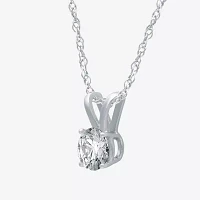 Womens 1/ CT. Natural White Diamond 10K White Gold Pendant Necklace