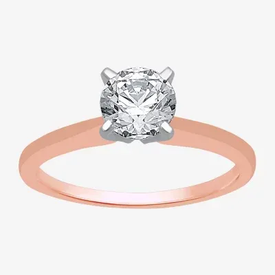 Classic Collection Womens 1 CT. T.W. Natural White Diamond 10K Rose Gold Round Solitaire Engagement Ring