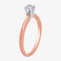 Classic Collection Womens 1/4 CT. T.W. Natural White Diamond 10K Rose Gold Round Solitaire Engagement Ring