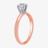 Classic Collection Womens 1/2 CT. T.W. Natural White Diamond 10K Rose Gold Round Solitaire Engagement Ring