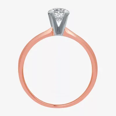 Classic Collection Womens 1/2 CT. T.W. Mined White Diamond 10K Rose Gold Round Solitaire Engagement Ring