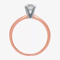 Classic Collection Womens 1/2 CT. T.W. Natural White Diamond 10K Rose Gold Round Solitaire Engagement Ring