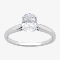 (G / Si2) Womens 1 CT. T.W. Lab Grown White Diamond 10K Gold Oval Solitaire Engagement Ring