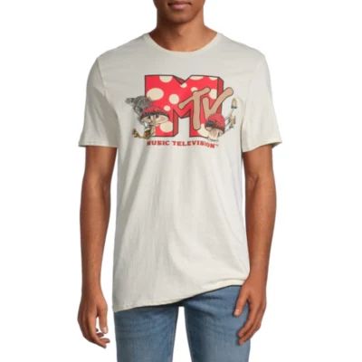 Mtv Mens Crew Neck Short Sleeve Classic Fit Graphic T-Shirt
