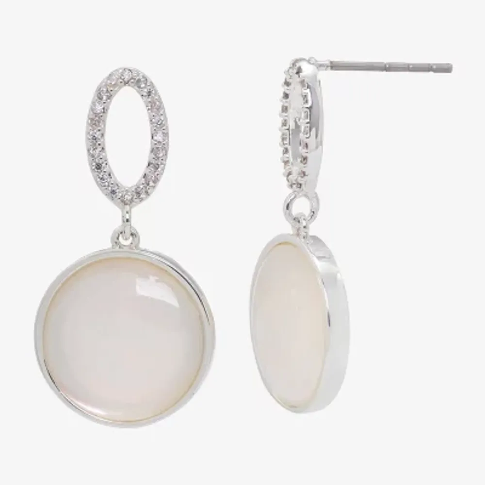 Sparkle Allure Cubic Zirconia Pure Silver Over Brass Round Drop Earrings