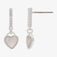 Sparkle Allure Cubic Zirconia Pure Silver Over Brass Heart Drop Earrings