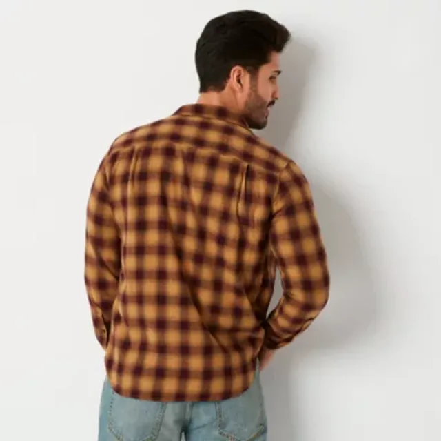 Thermal-Knit Long-Sleeve Plaid T-Shirt