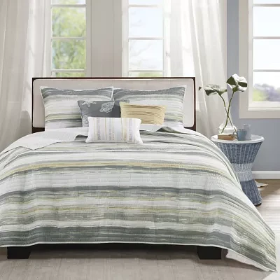 Madison Park Anchorage 6-Pc Printed Quilt Set With Throw Pillows