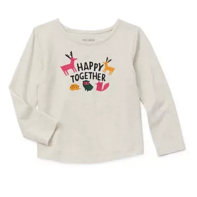 Okie Dokie Toddler & Little Girls Round Neck Long Sleeve Graphic T-Shirt