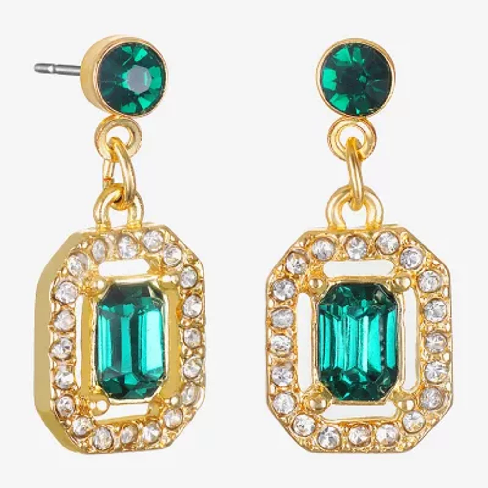 Bijoux Bar Delicates Gold Tone Glass Rectangular Drop Earrings