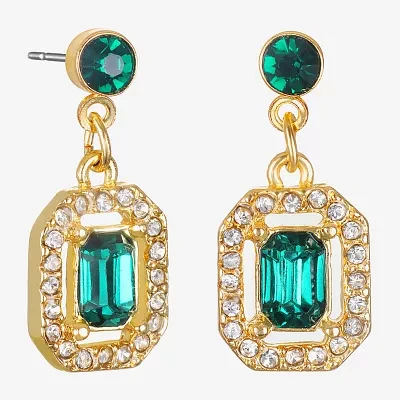 Bijoux Bar Delicates Gold Tone Glass Rectangular Drop Earrings