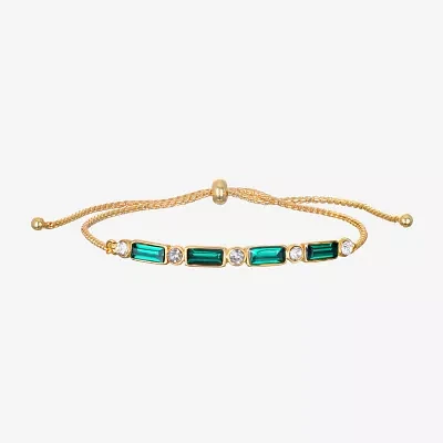 Bijoux Bar Gold Tone Glass Link Round Bolo Bracelet