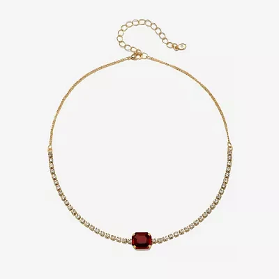 Bijoux Bar Delicates Gold Tone Glass 13 Inch Choker Necklace