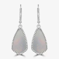 Silver Treasures Genuine Stone Mother Of Pearl Sterling Silver Drop Earrings