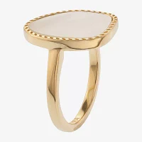 Silver Treasures Genuine Stone Mother Of Pearl 14K Gold Over Cocktail Ring