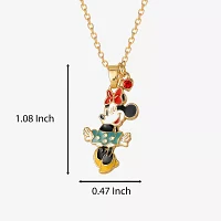 Disney Classics Womens Red Crystal 18K Gold Over Brass Bow 18 Inch Pendant Necklace