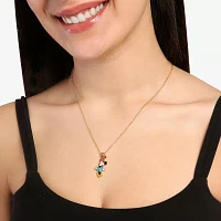 Disney Classics Womens Red Crystal 18K Gold Over Brass Bow 18 Inch Pendant Necklace