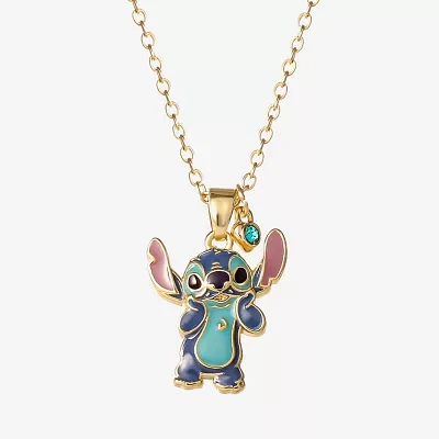 Disney Classics Crystal 18K Gold Over Brass 18 Inch Cable Stitch Pendant Necklace