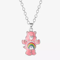 Cheer Bear Crystal Pure Silver Over Brass 16 Inch Cable Care Bears Pendant Necklace