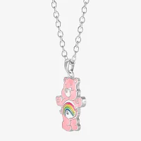 Cheer Bear Crystal Pure Silver Over Brass 16 Inch Cable Care Bears Pendant Necklace