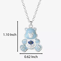 Grumpy Bear Crystal Pure Silver Over Brass 16 Inch Cable Care Bears Pendant Necklace