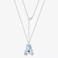 Grumpy Bear Crystal Pure Silver Over Brass 16 Inch Cable Care Bears Pendant Necklace