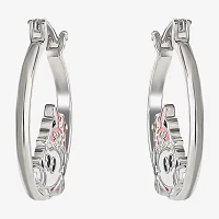 Disney Classics Womens Crystal 22.8mm Bow Minnie Mouse Hoop Earrings