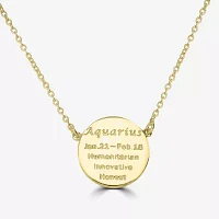 Sparkle Allure Zodiac Coin Crystal 14K Gold Over Brass 16 Inch Cable Round Pendant Necklace