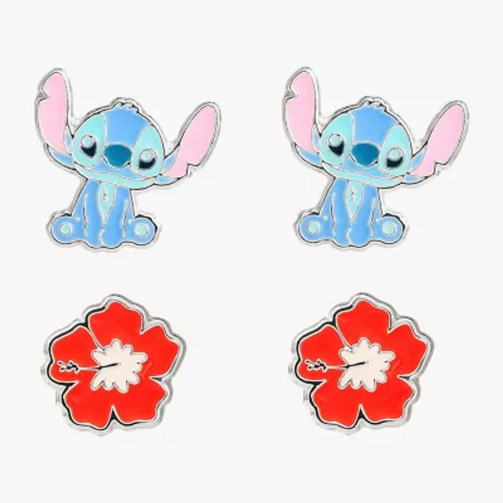 Disney Classics 2 Pair Flower Stitch Earring Set