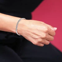 Sparkle Allure Natural Diamond Accent Silver Tone Heart 7.25 Inch Tennis Bracelet