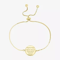 Sparkle Allure Zodiac Coin Crystal 14K Gold Over Brass Box Round Bolo Bracelet