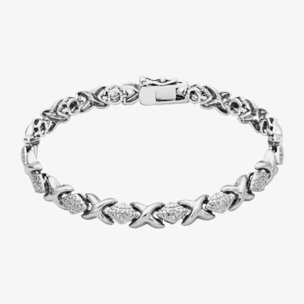 Sparkle Allure Natural Diamond Accent Silver Tone 7.25 Inch Tennis Bracelet