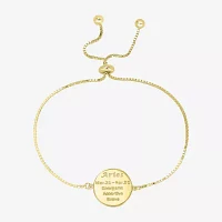 Sparkle Allure Zodiac Coin Womens Crystal 14K Gold Over Brass Round Bolo Bracelet