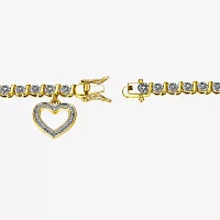 Sparkle Allure Natural Diamond Accent Gold Tone Heart 7.25 Inch Tennis Bracelet