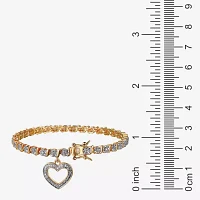 Sparkle Allure Natural Diamond Accent Gold Tone Heart 7.25 Inch Tennis Bracelet