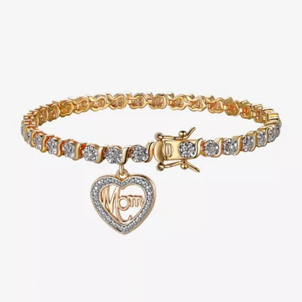 Sparkle Allure Mom Diamond Accent 7.25 Inch Heart Tennis Bracelet