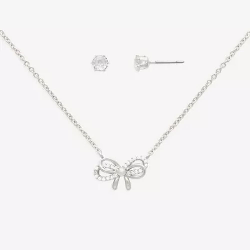 Mixit Hypoallergenic Gold Tone 2-pc. Cubic Zirconia Bow Jewelry Set