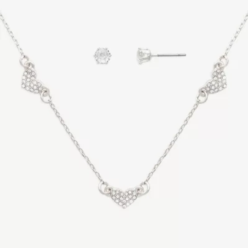 Mixit Hypoallergenic 2-pc. Cubic Zirconia Heart Jewelry Set