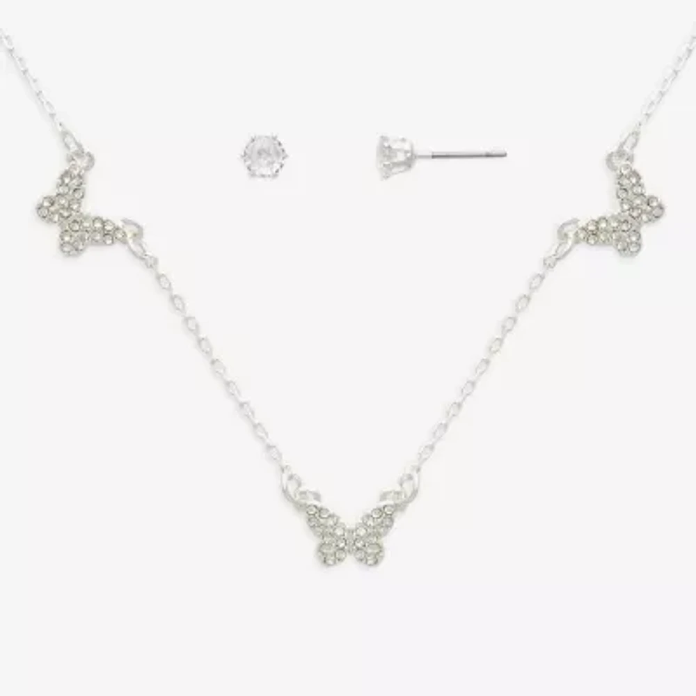 Mixit Hypoallergenic Silver Tone 2-pc. Cubic Zirconia Butterfly Jewelry Set