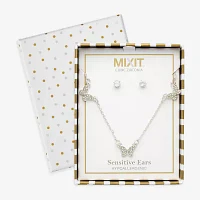 Mixit Hypoallergenic Silver Tone 2-pc. Cubic Zirconia Butterfly Jewelry Set