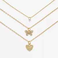 Mixit Hypoallergenic Gold Tone 3-pc. Cubic Zirconia 18 Inch Cable Butterfly Necklace Set