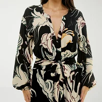 Premier Amour Womens Long Sleeve Floral Maxi Dress