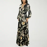 Premier Amour Womens Long Sleeve Floral Maxi Dress