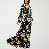 Premier Amour Womens Long Sleeve Floral Maxi Dress