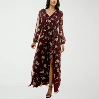 Premier Amour Womens Long Sleeve Floral Maxi Dress