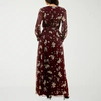 Premier Amour Womens Long Sleeve Floral Maxi Dress