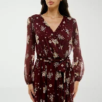 Premier Amour Womens Long Sleeve Floral Maxi Dress