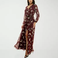 Premier Amour Womens Long Sleeve Floral Maxi Dress