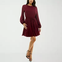 Premier Amour Womens Long Sleeve Fit + Flare Dress