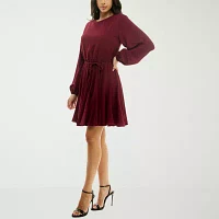 Premier Amour Womens Long Sleeve Fit + Flare Dress